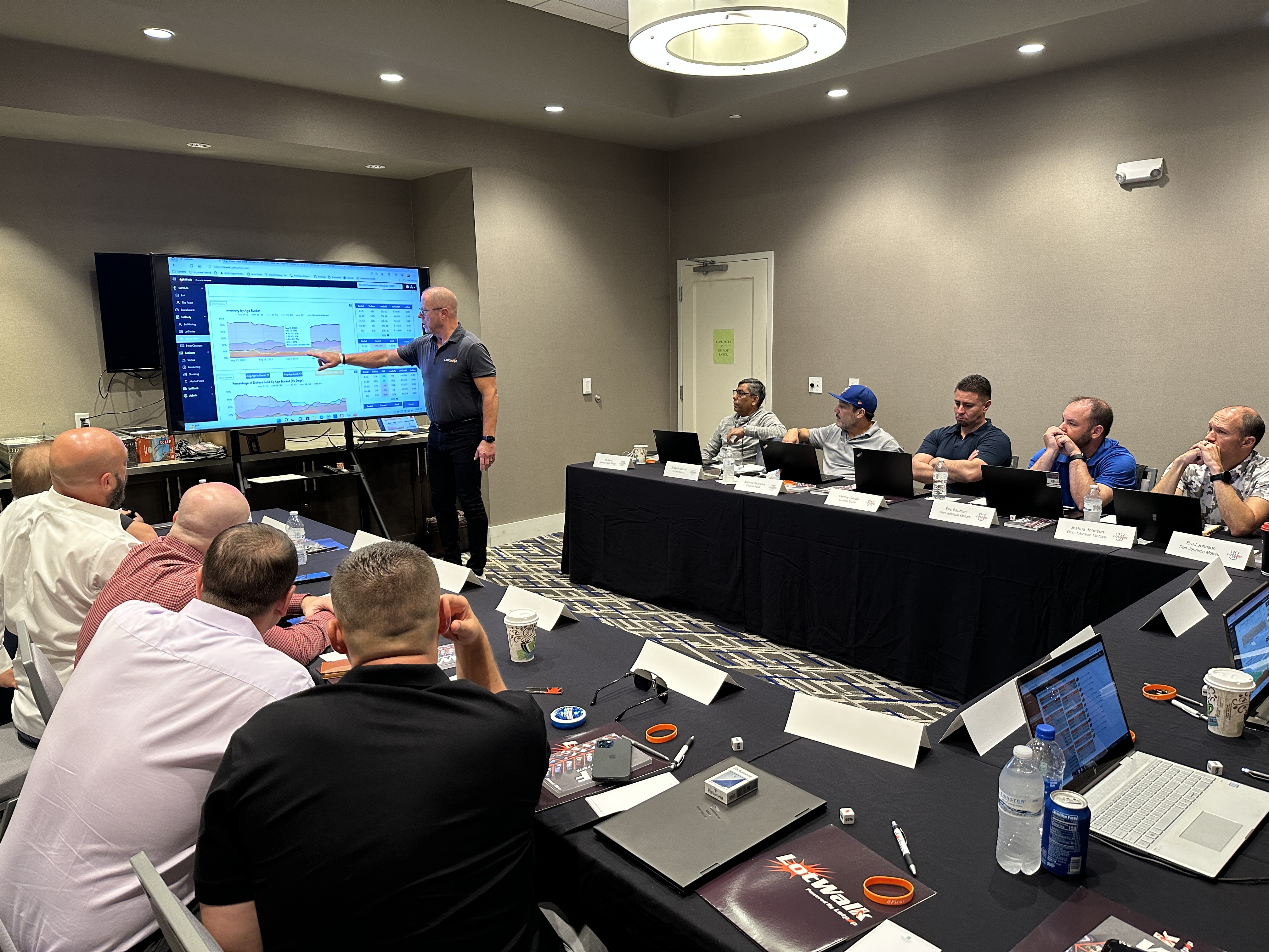 Jasen Rice presenting to a small group of dealers at Lotpop HQ